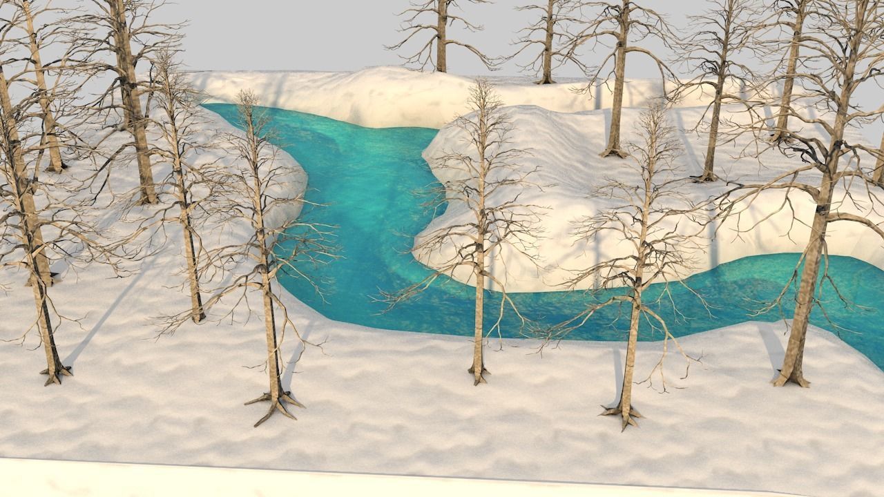 River and snow Free 3D model_8