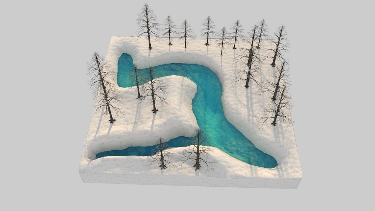 River and snow Free 3D model_2