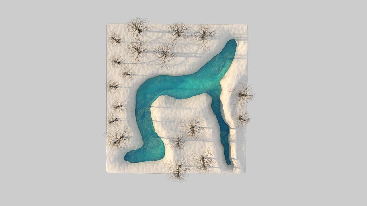 River and snow Free 3D model_9