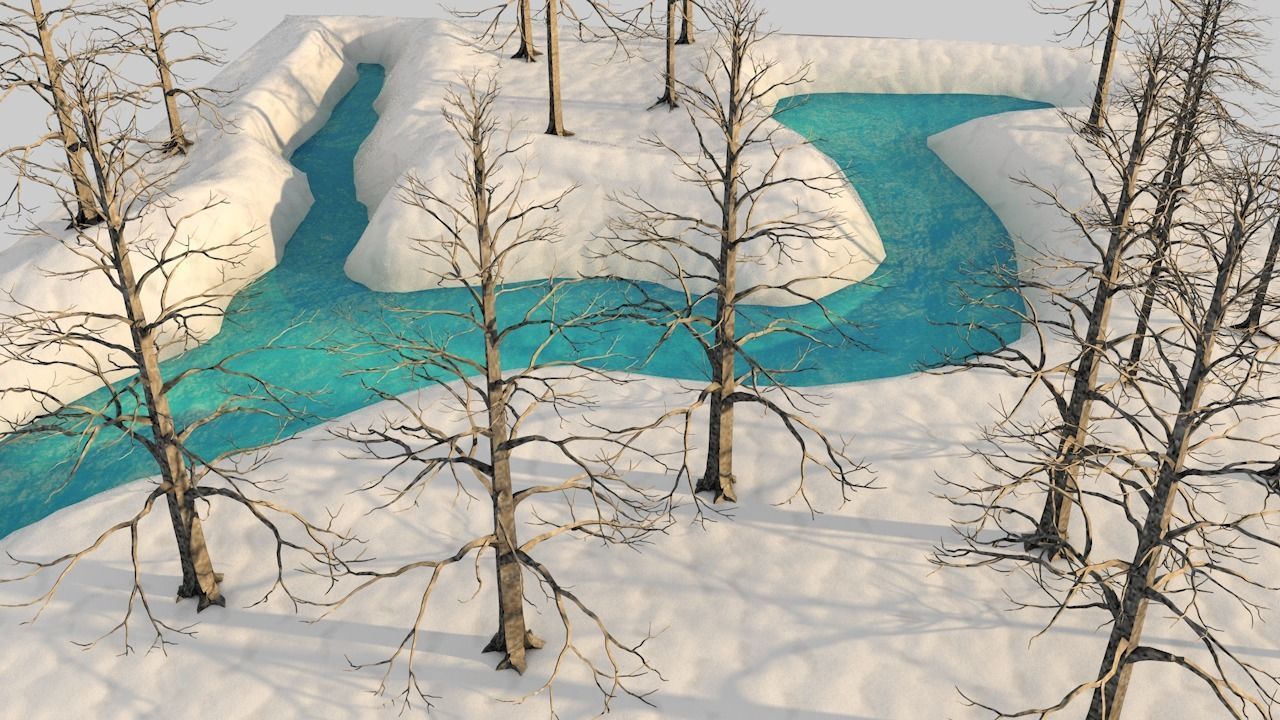 River and snow Free 3D model_7