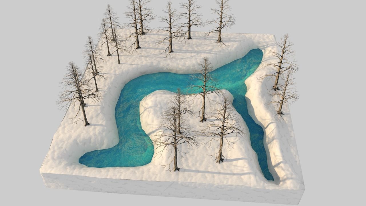 River and snow Free 3D model_5