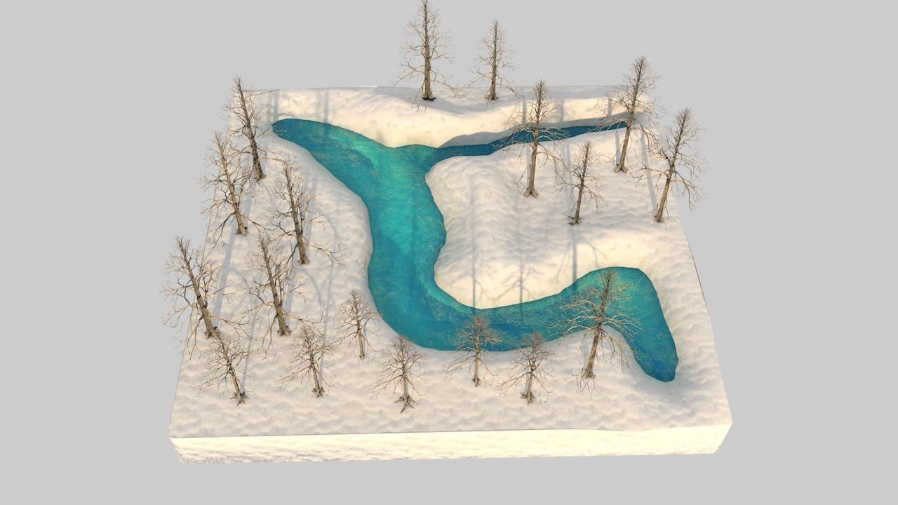 River and snow Free 3D model_4