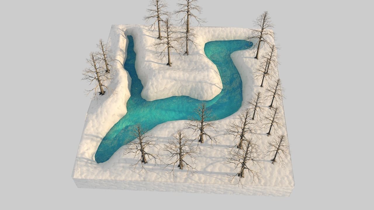 River and snow Free 3D model_3