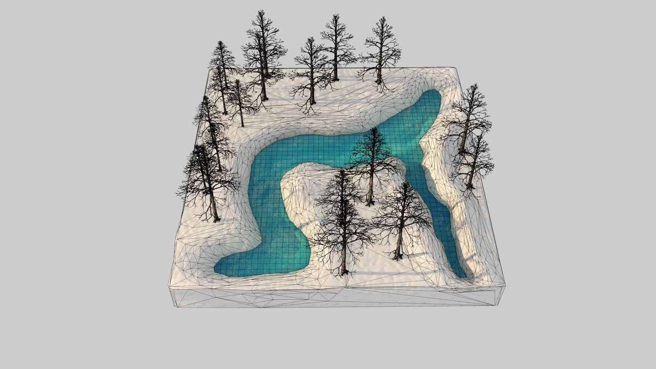 River and snow Free 3D model_11