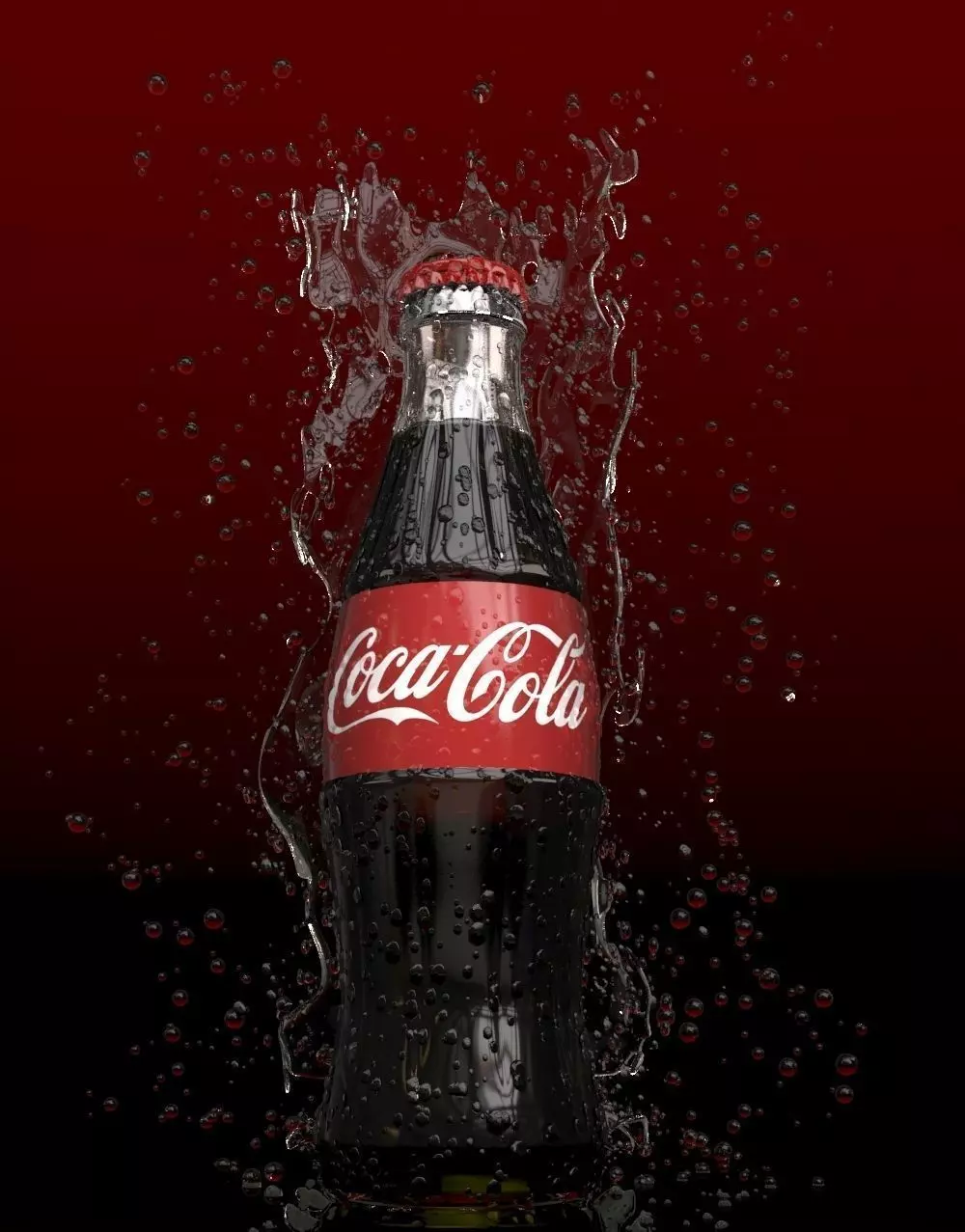 Coke bottle splash 3D model