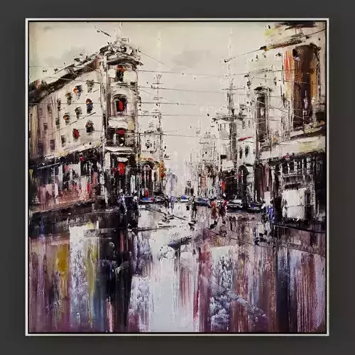 Art13 oil painting of city street