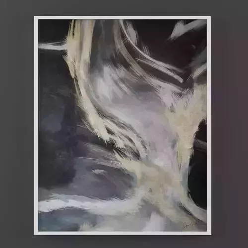 Art14 two abstract paintings hanging on wall