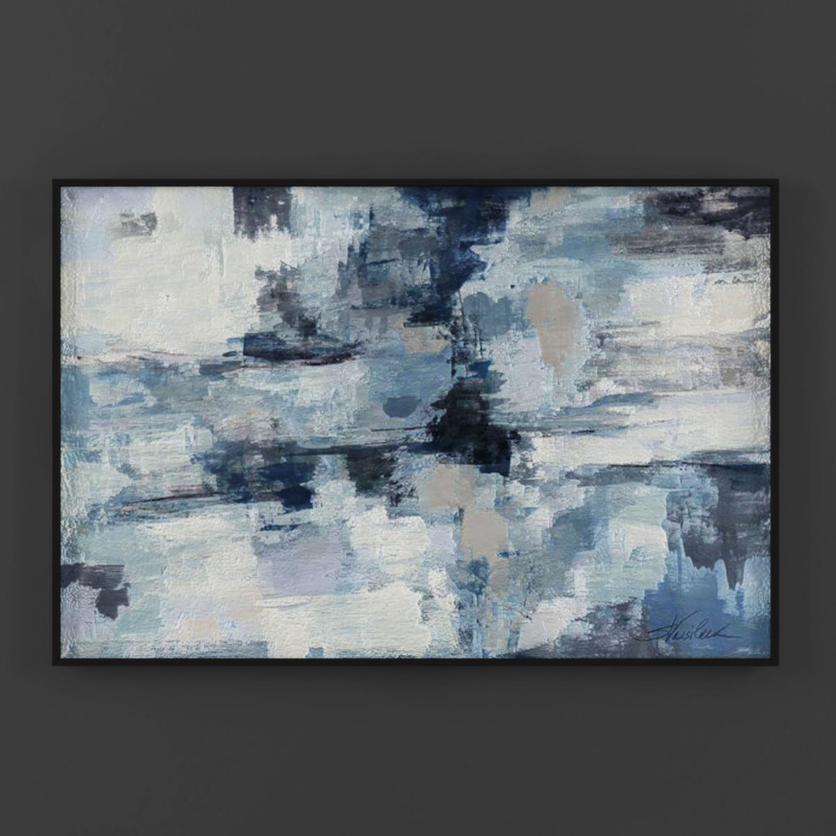 Art16 two abstract paintings on wall Low-poly 3D model_1