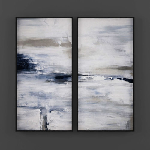 Art16 two abstract paintings on wall Low-poly 3D model