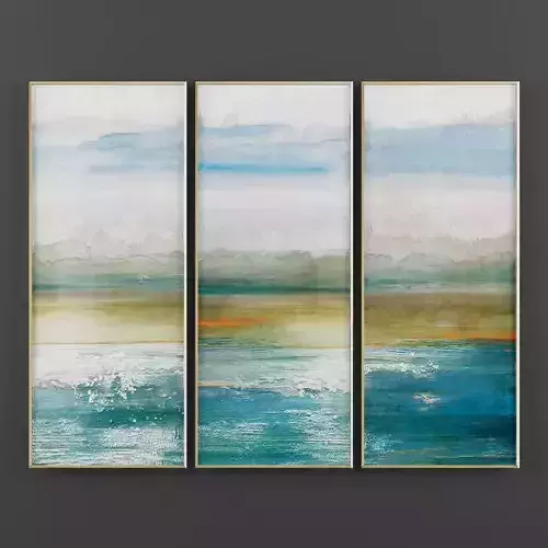 Art17 three framed paintings of ocean