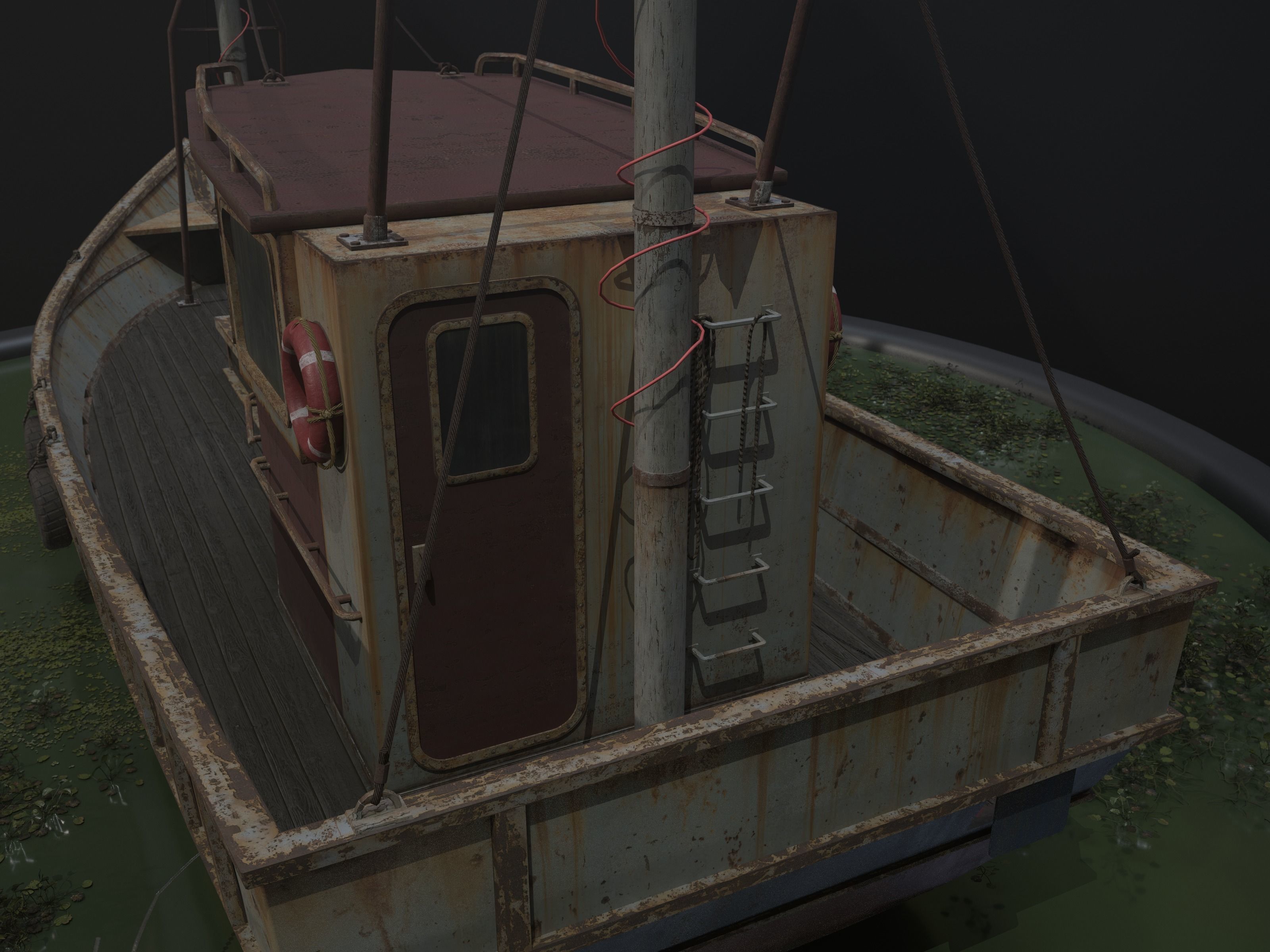 Old Rusty Fishing Boat - PBR and Game-Ready Low-poly 3D model_11