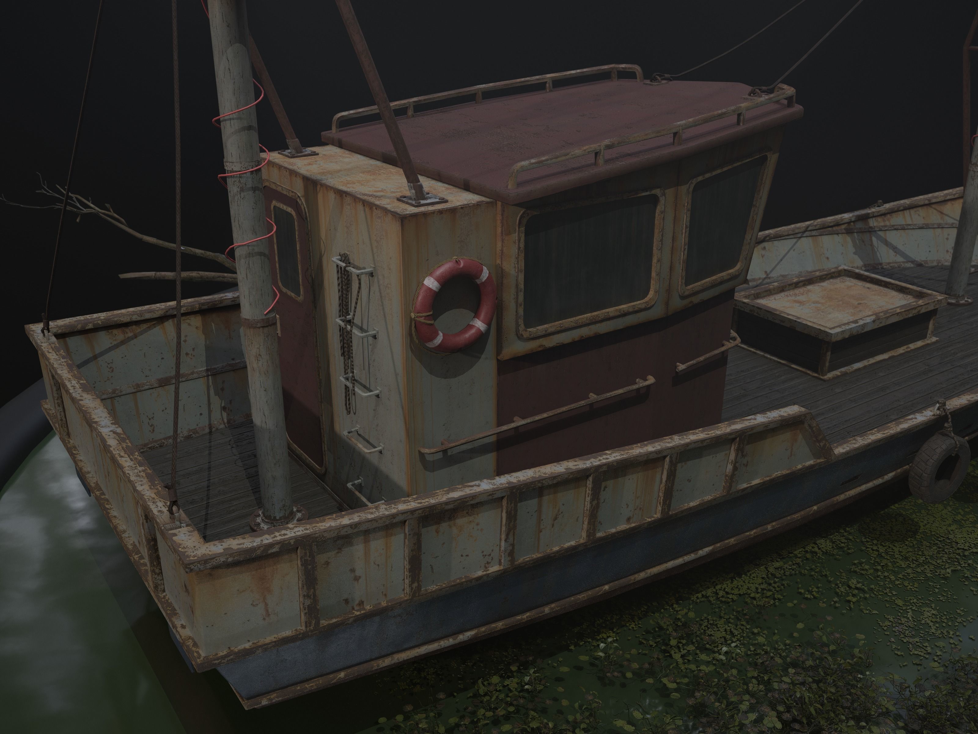 Old Rusty Fishing Boat - PBR and Game-Ready Low-poly 3D model_10