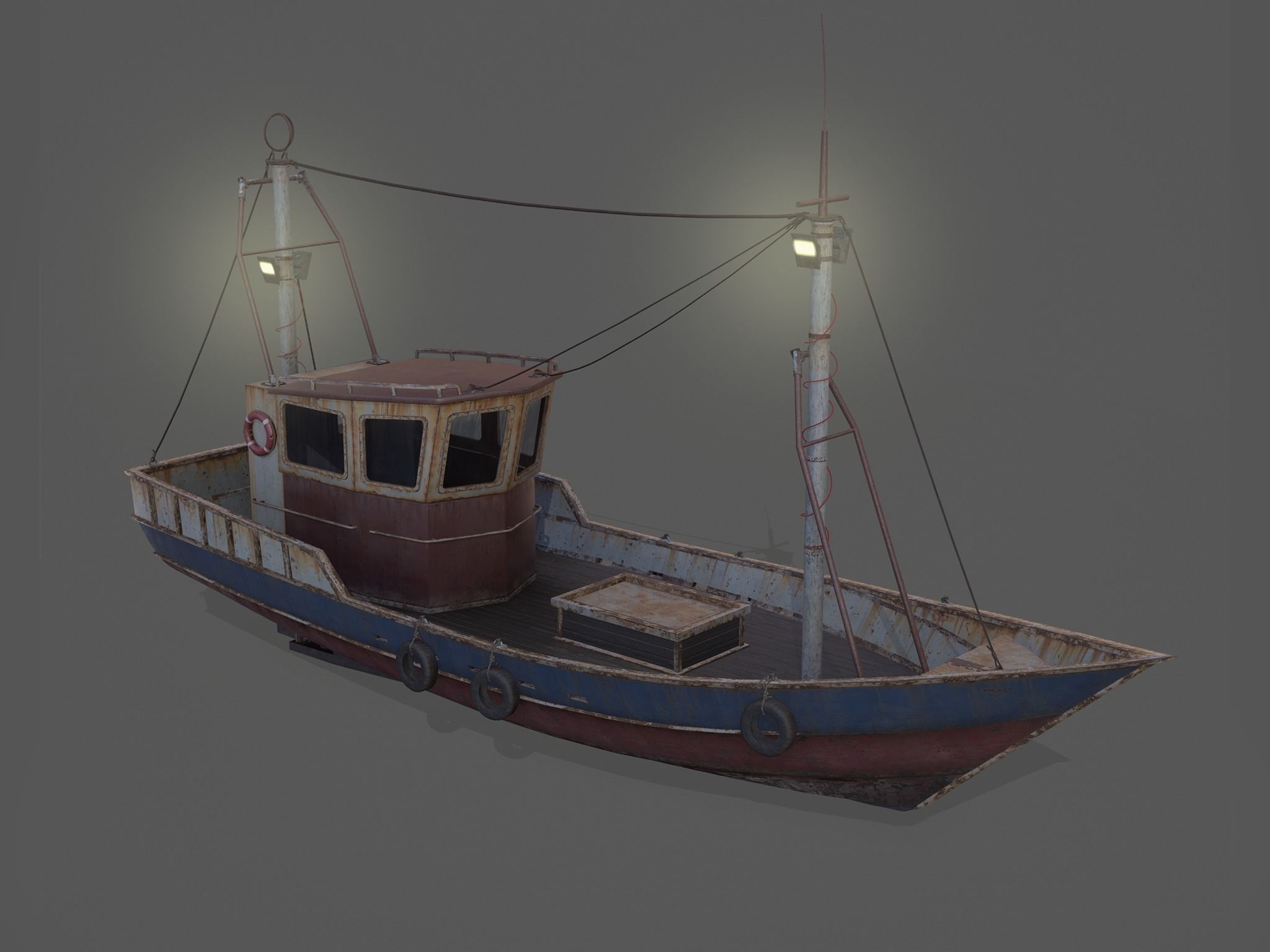 Old Rusty Fishing Boat - PBR and Game-Ready Low-poly 3D model_18