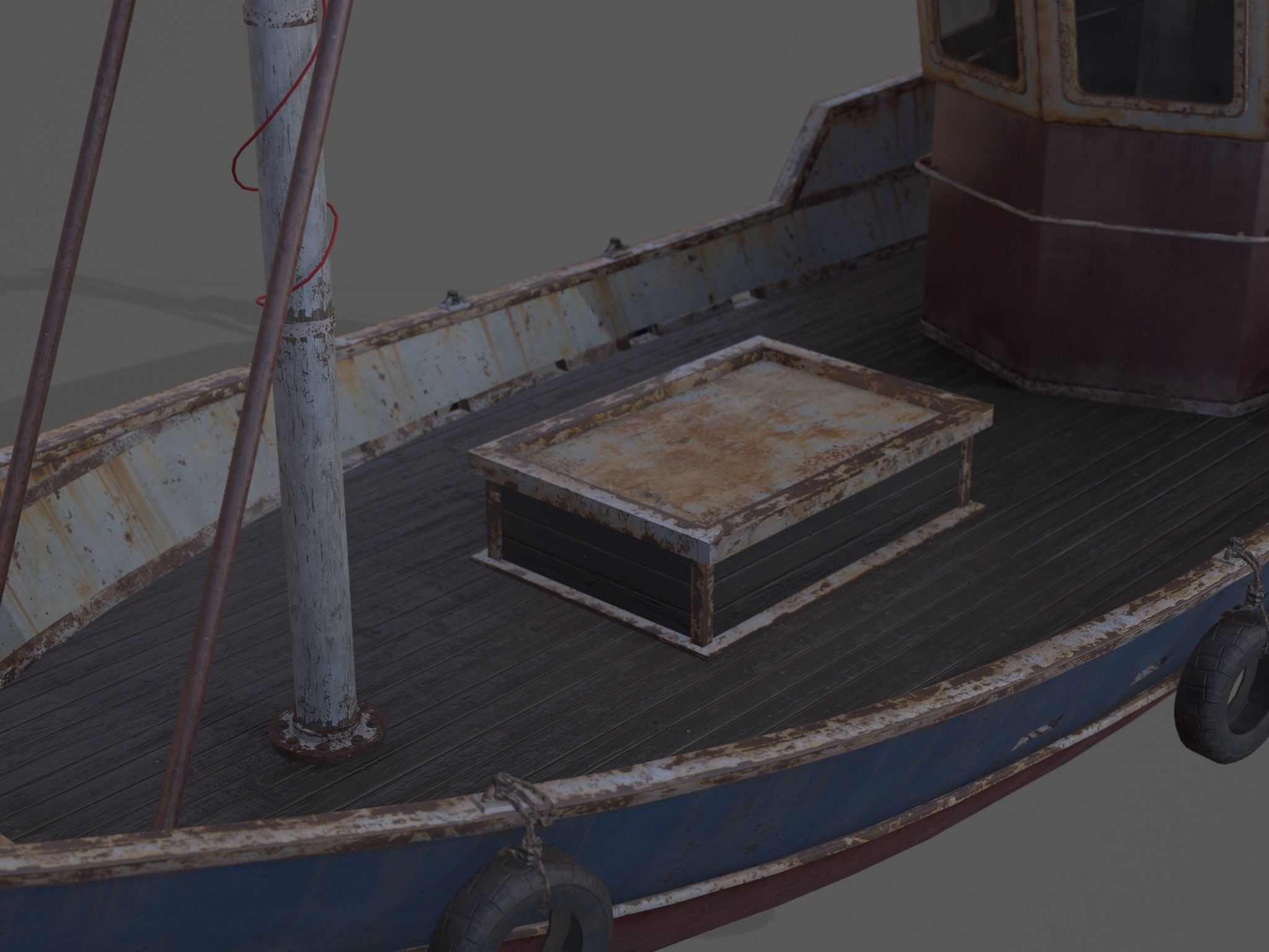 Old Rusty Fishing Boat - PBR and Game-Ready Low-poly 3D model_22