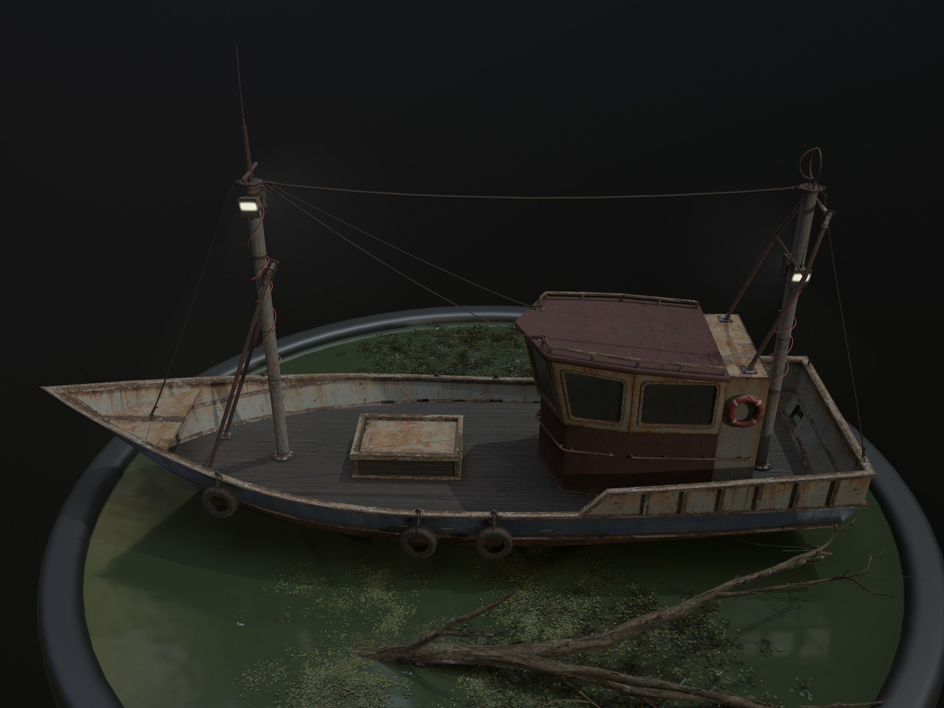 Old Rusty Fishing Boat - PBR and Game-Ready Low-poly 3D model_2