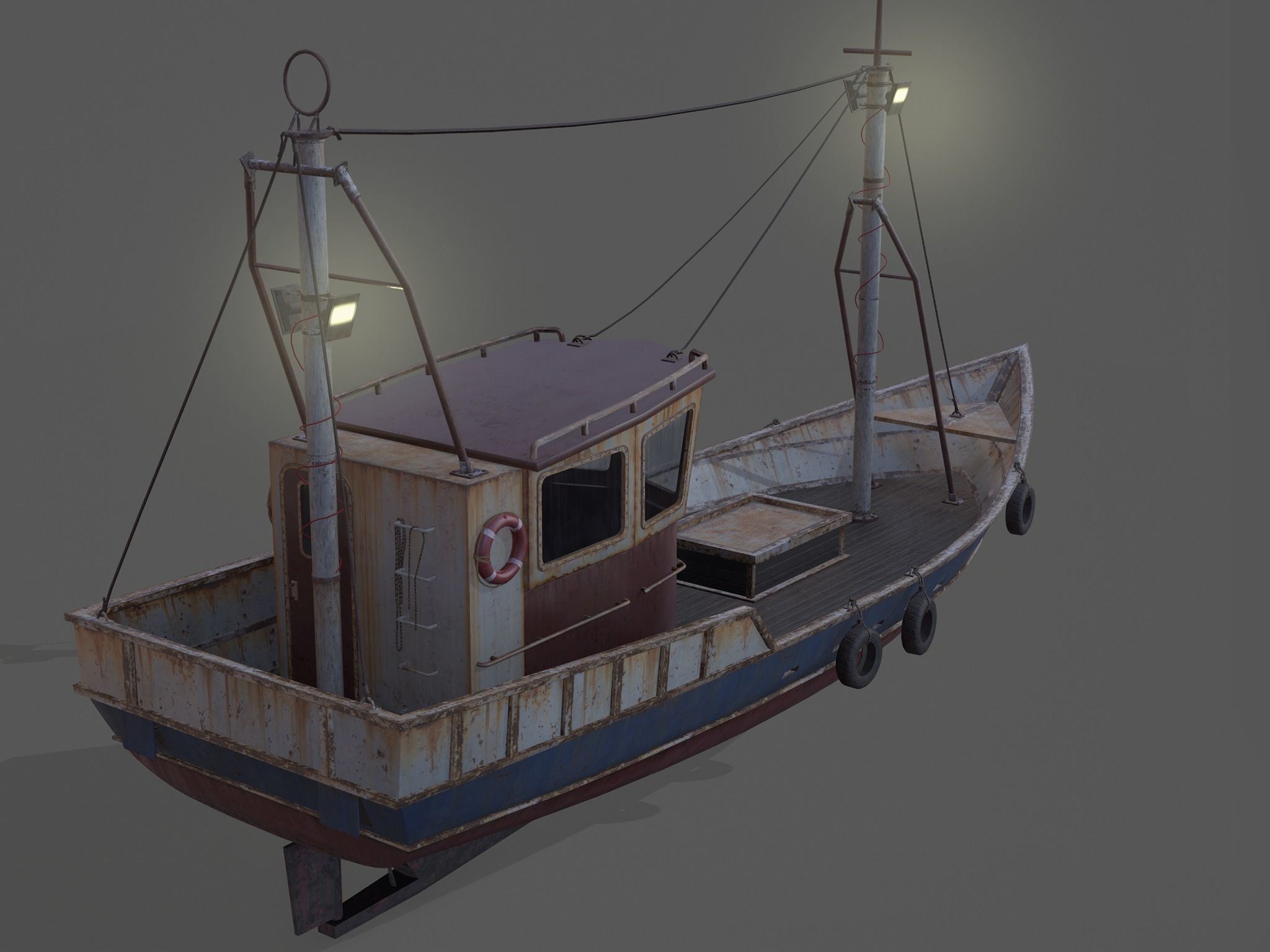 Old Rusty Fishing Boat - PBR and Game-Ready Low-poly 3D model_19