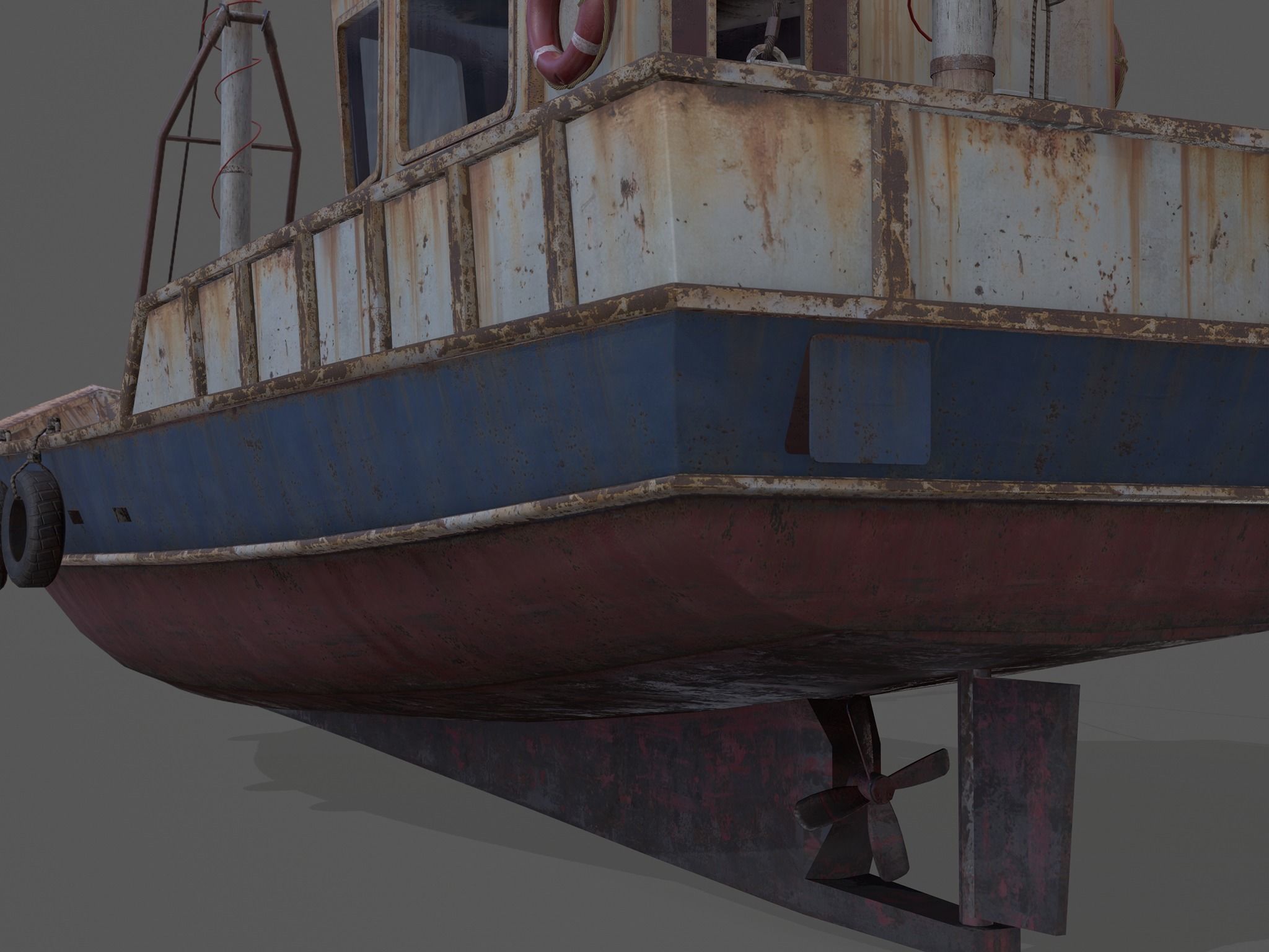 Old Rusty Fishing Boat - PBR and Game-Ready Low-poly 3D model_21