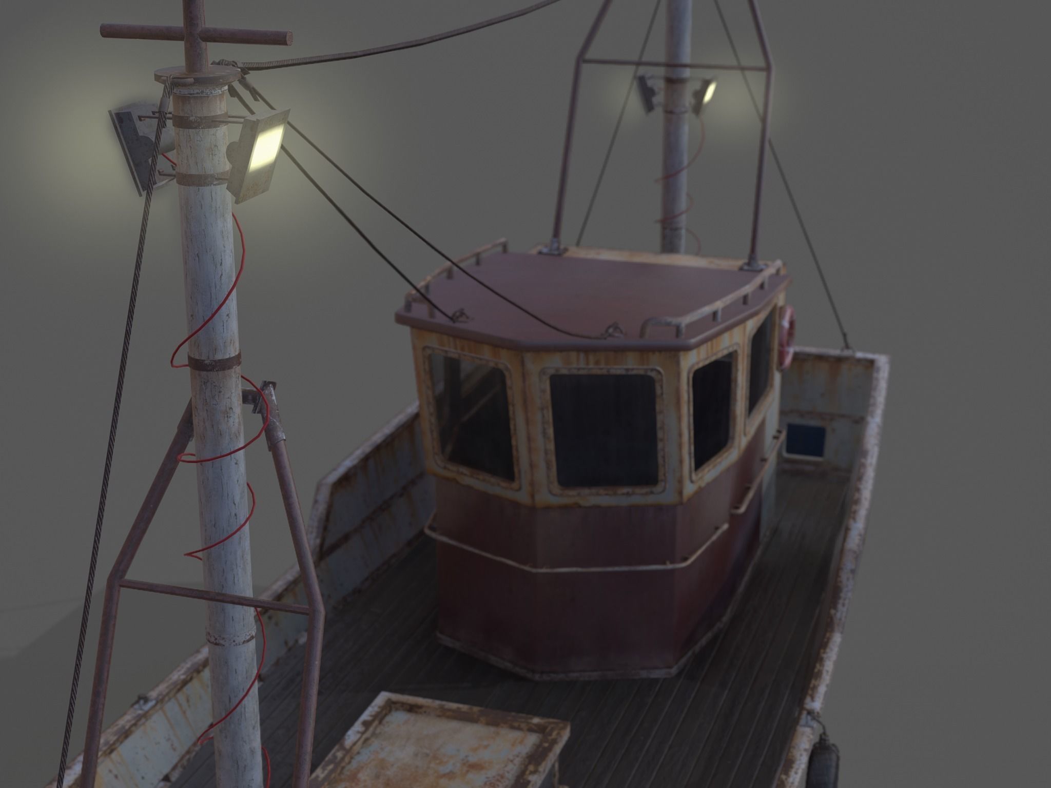 Old Rusty Fishing Boat - PBR and Game-Ready Low-poly 3D model_23