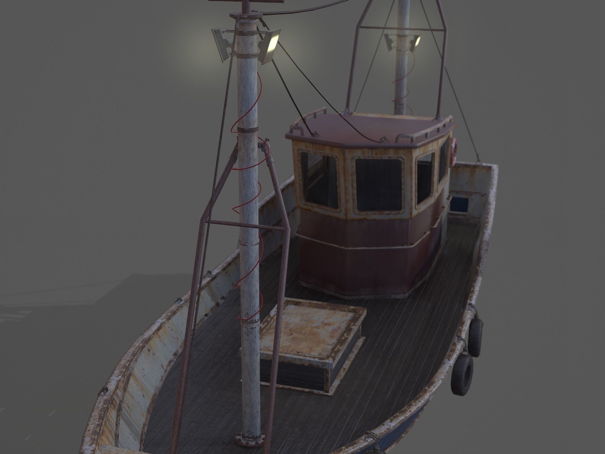 Old Rusty Fishing Boat - PBR and Game-Ready Low-poly 3D model_25