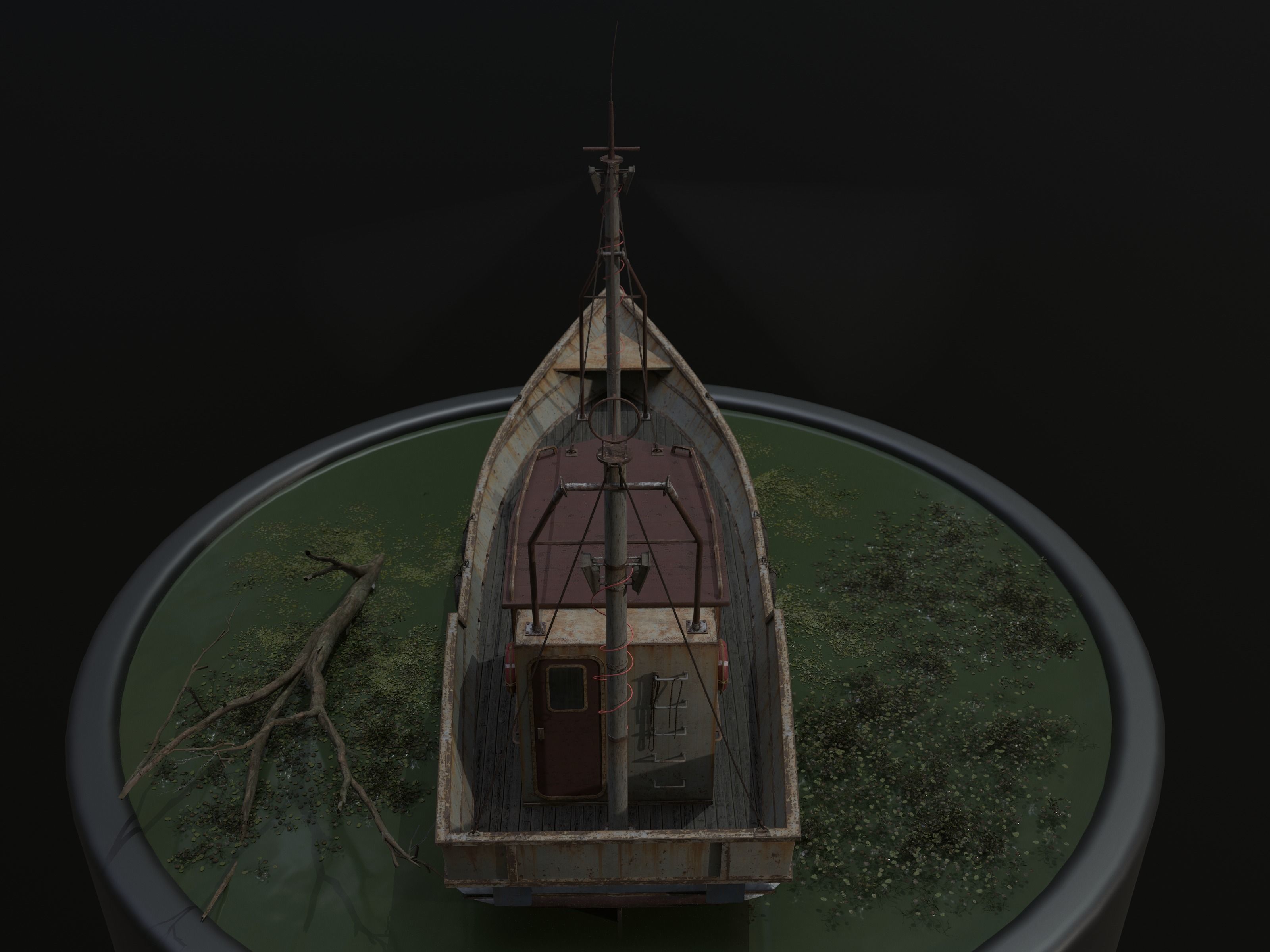 Old Rusty Fishing Boat - PBR and Game-Ready Low-poly 3D model_15