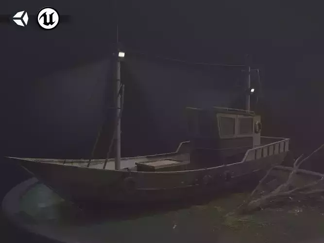 Old Rusty Fishing Boat - PBR and Game-Ready Low-poly 3D model