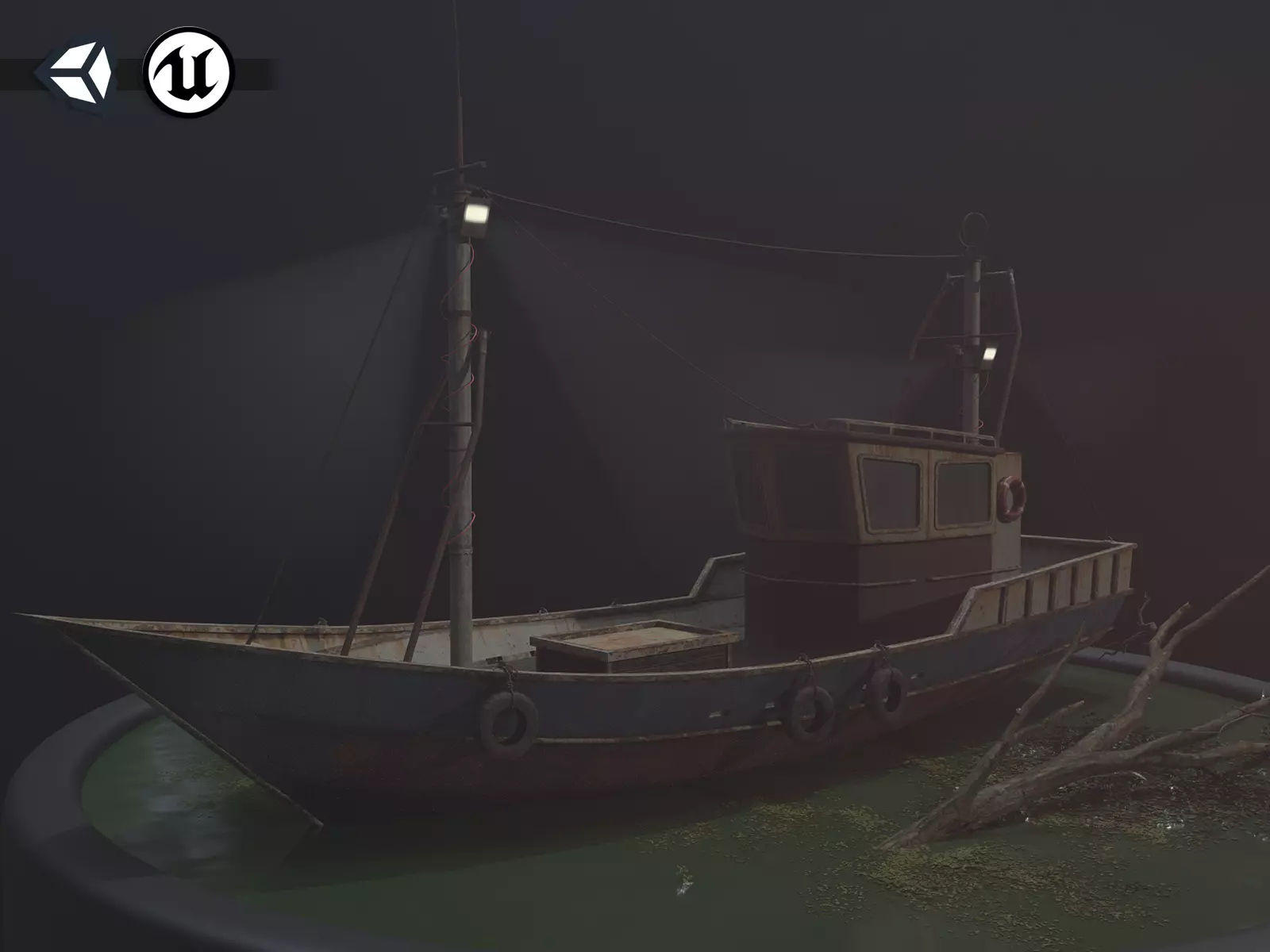 Old Rusty Fishing Boat - PBR and Game-Ready Low-poly 3D model_0