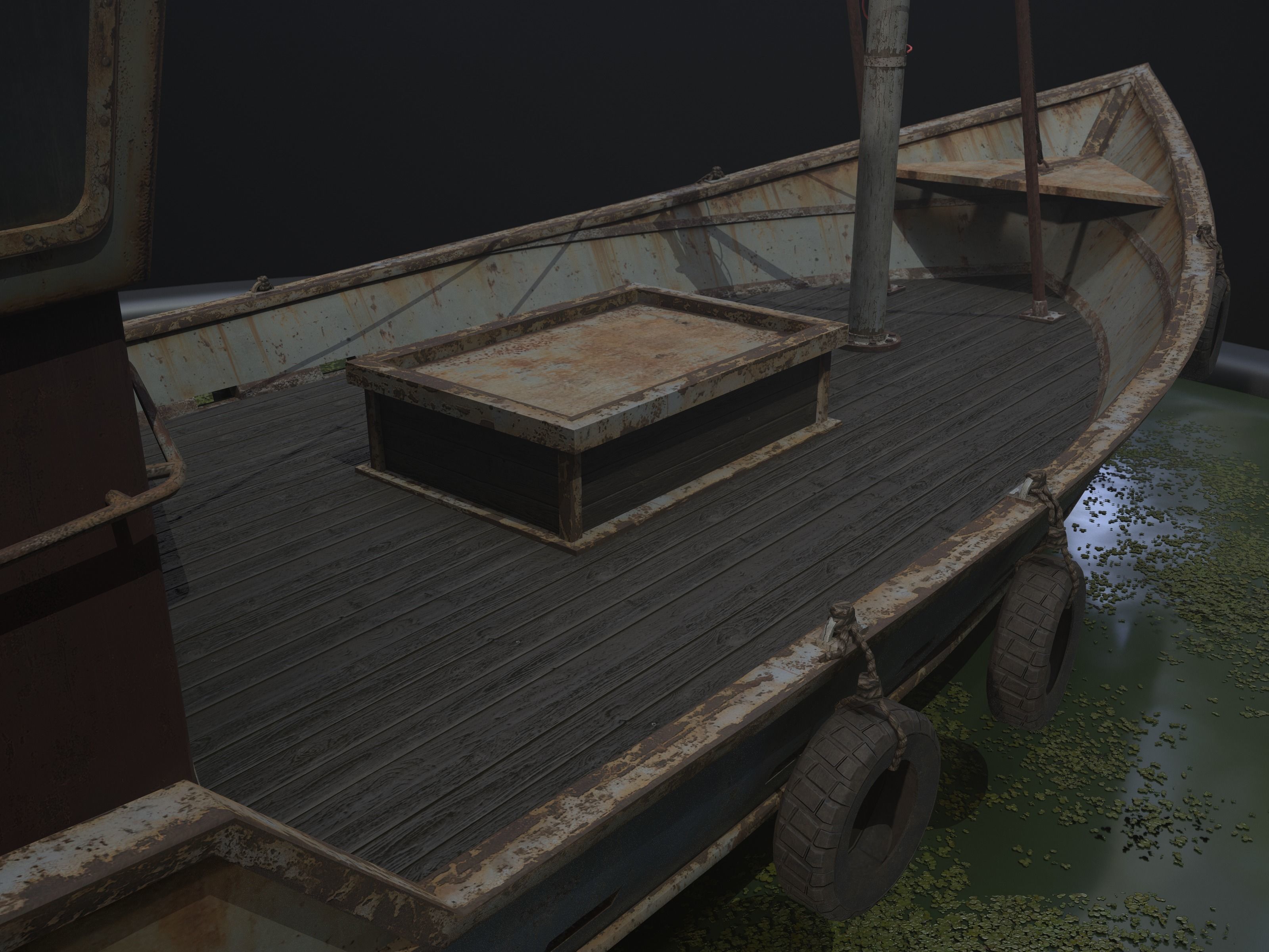 Old Rusty Fishing Boat - PBR and Game-Ready Low-poly 3D model_9