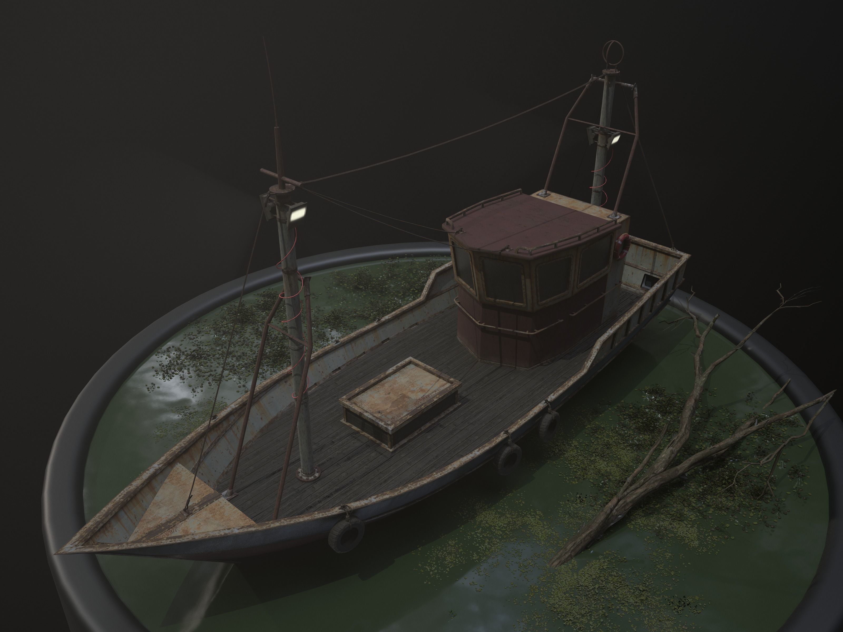 Old Rusty Fishing Boat - PBR and Game-Ready Low-poly 3D model_3
