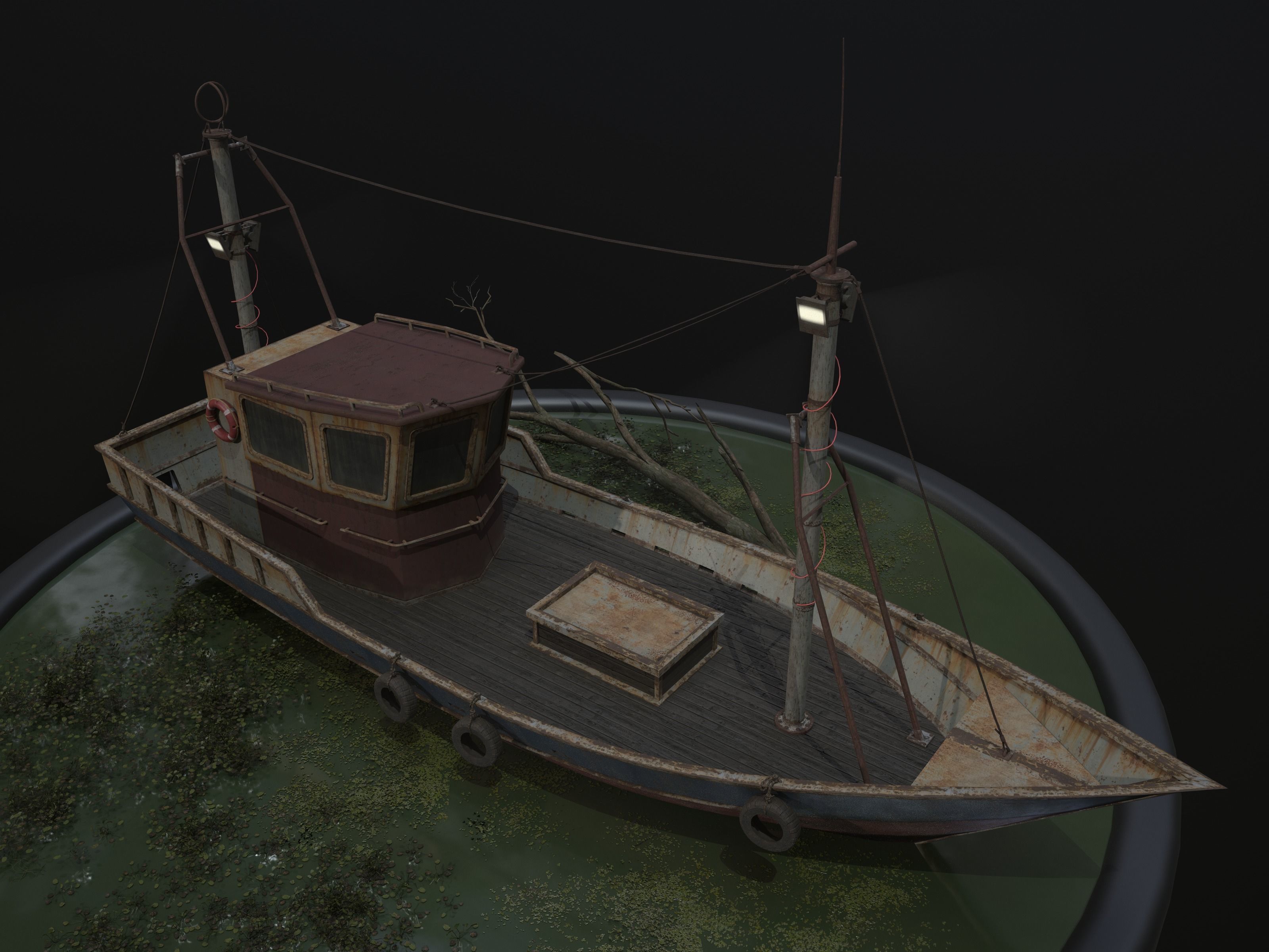 Old Rusty Fishing Boat - PBR and Game-Ready Low-poly 3D model_4