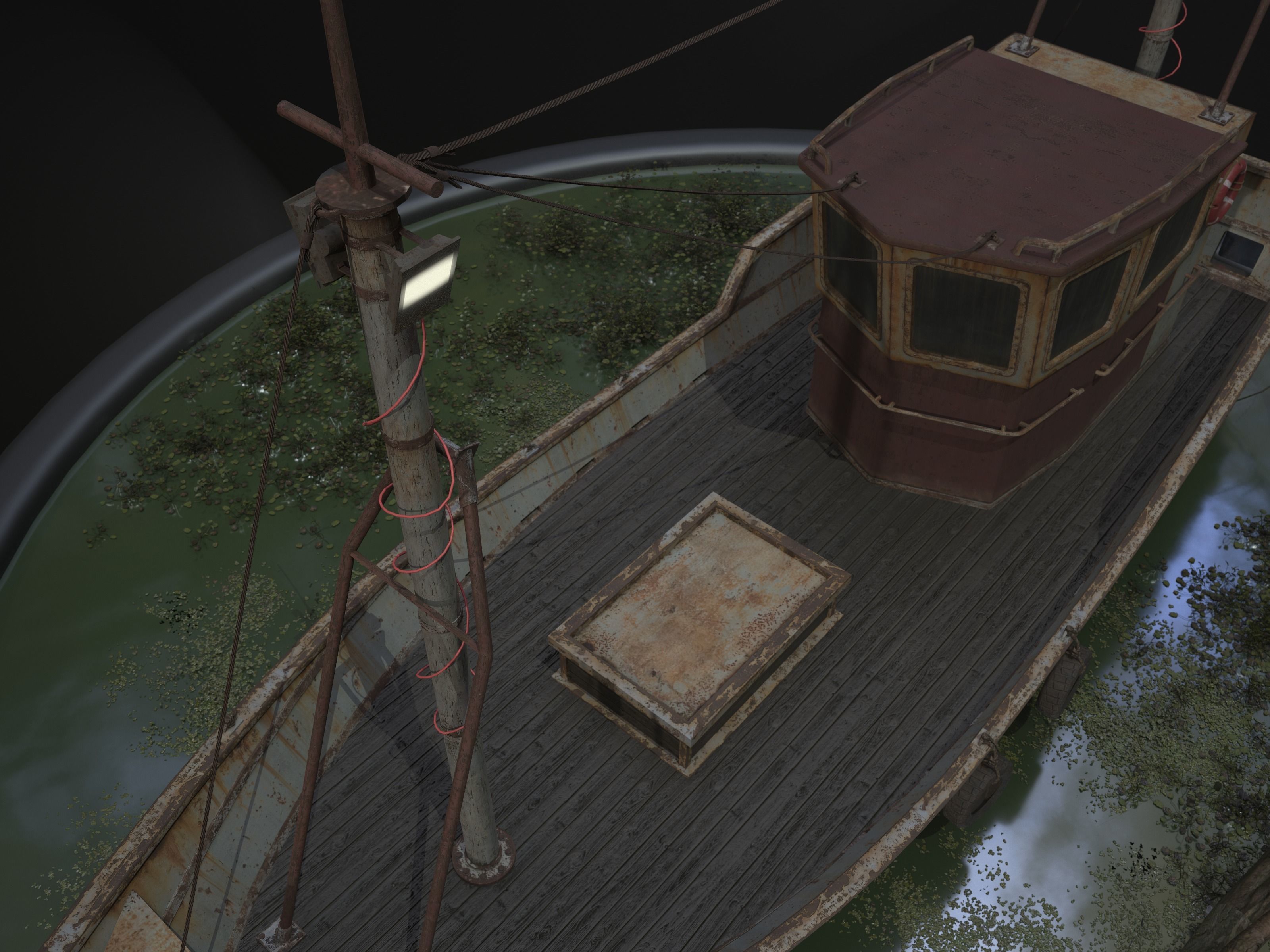 Old Rusty Fishing Boat - PBR and Game-Ready Low-poly 3D model_13