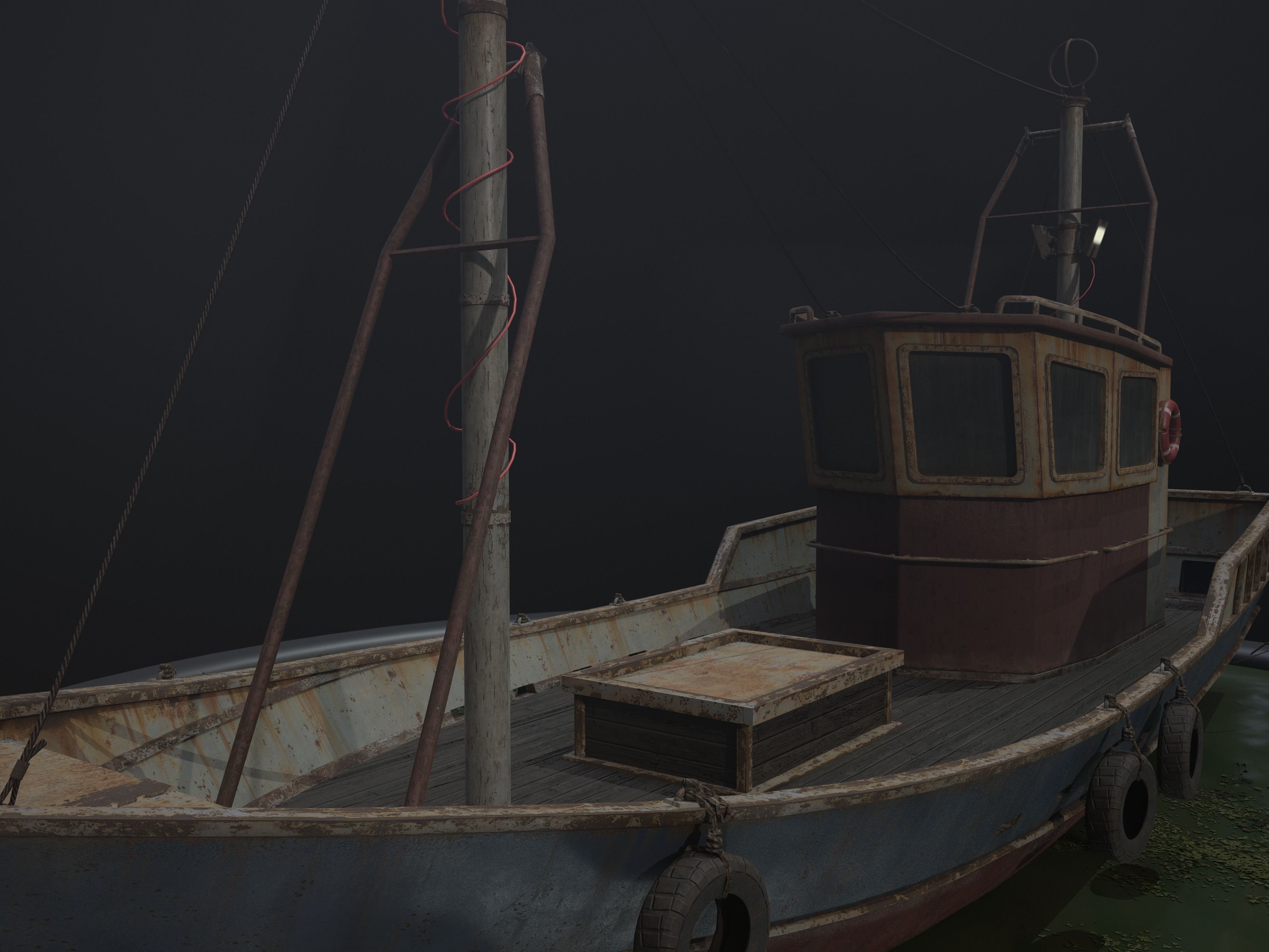Old Rusty Fishing Boat - PBR and Game-Ready Low-poly 3D model_7