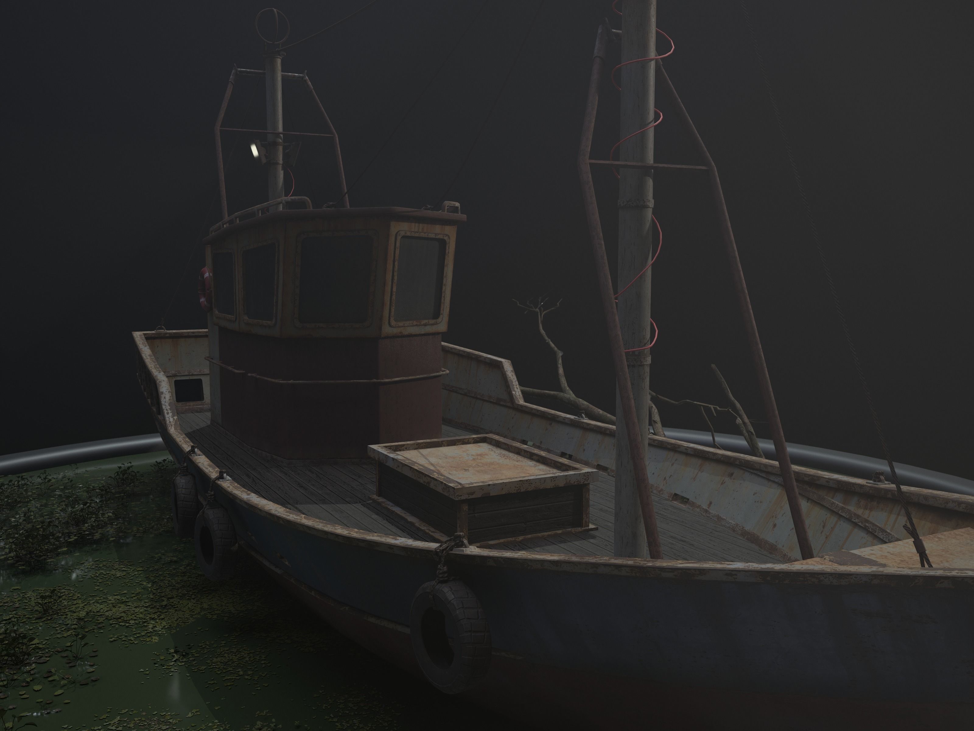 Old Rusty Fishing Boat - PBR and Game-Ready Low-poly 3D model_8