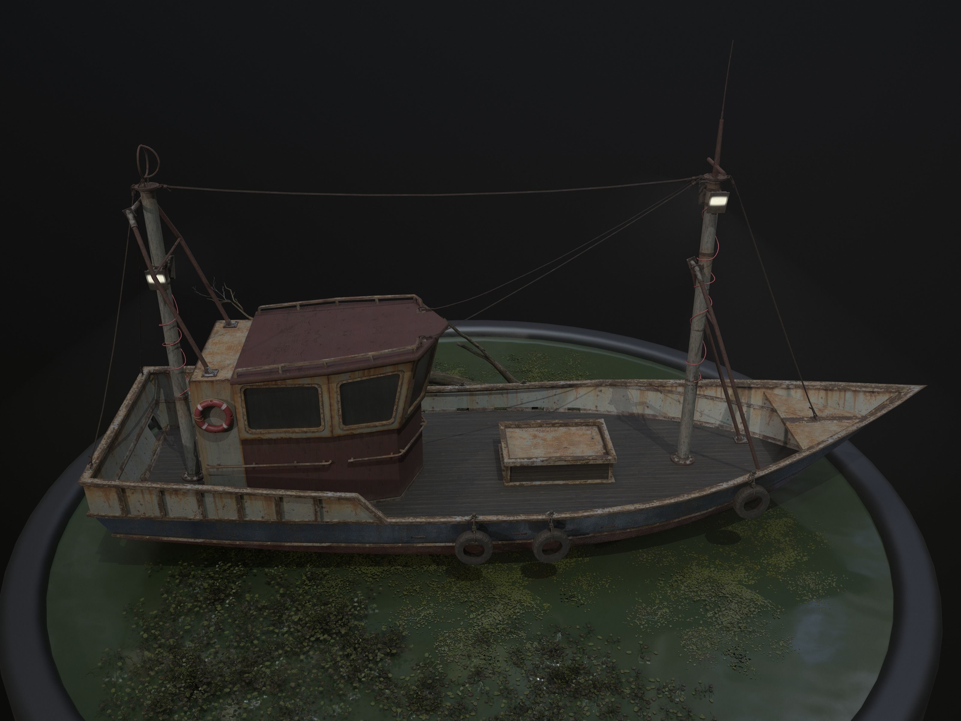 Old Rusty Fishing Boat - PBR and Game-Ready Low-poly 3D model_1