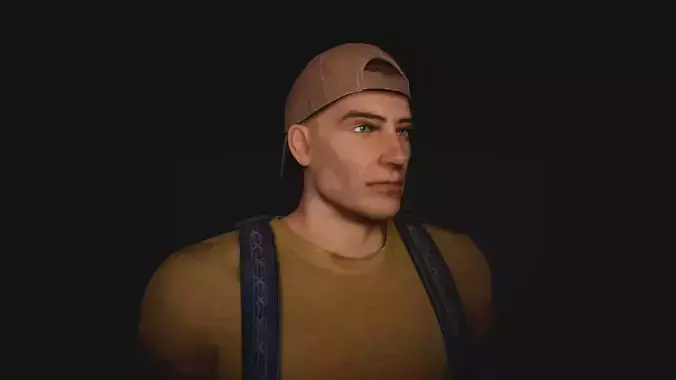 Post apocaliptic survival male character Low-poly 3D model
