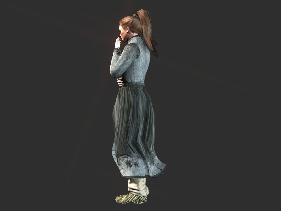 Village woman Low-poly 3D model_26