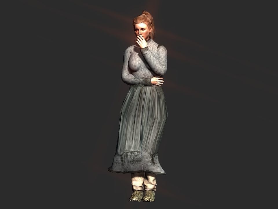 Village woman Low-poly 3D model_20
