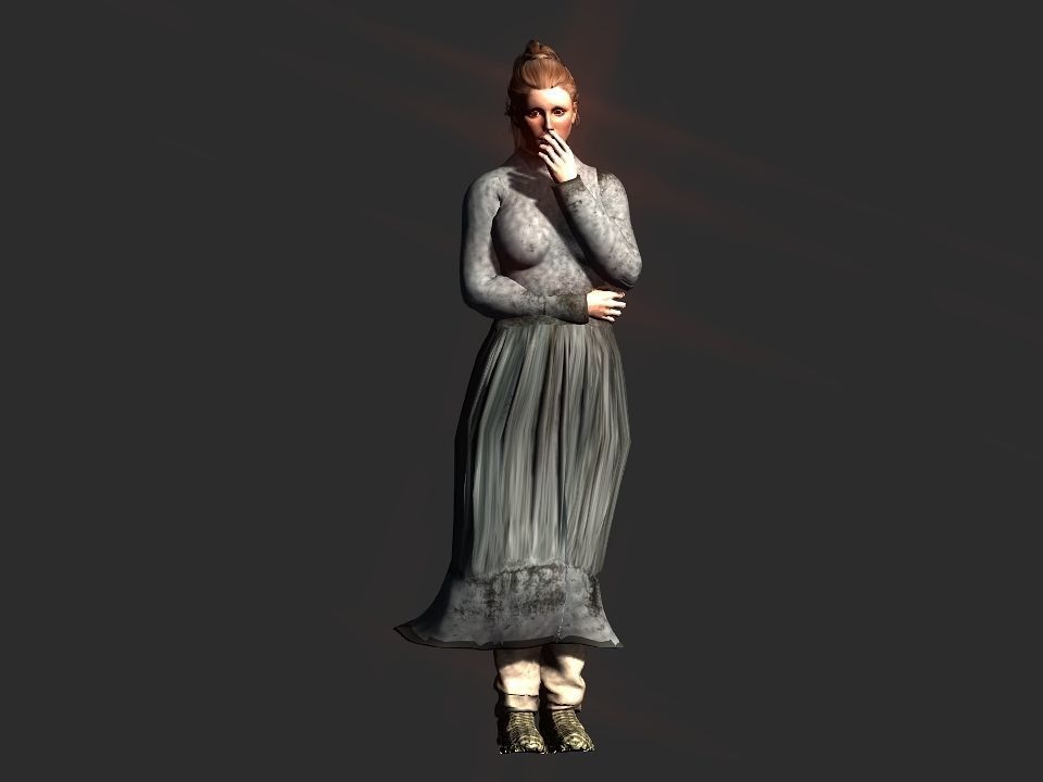 Village woman Low-poly 3D model_19