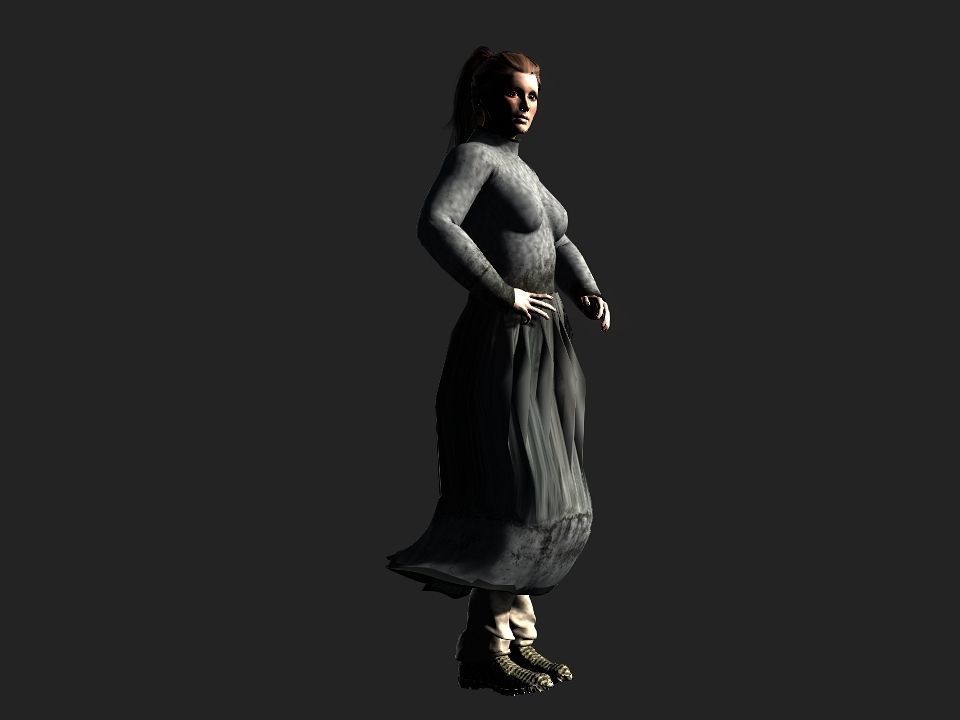 Village woman Low-poly 3D model_40