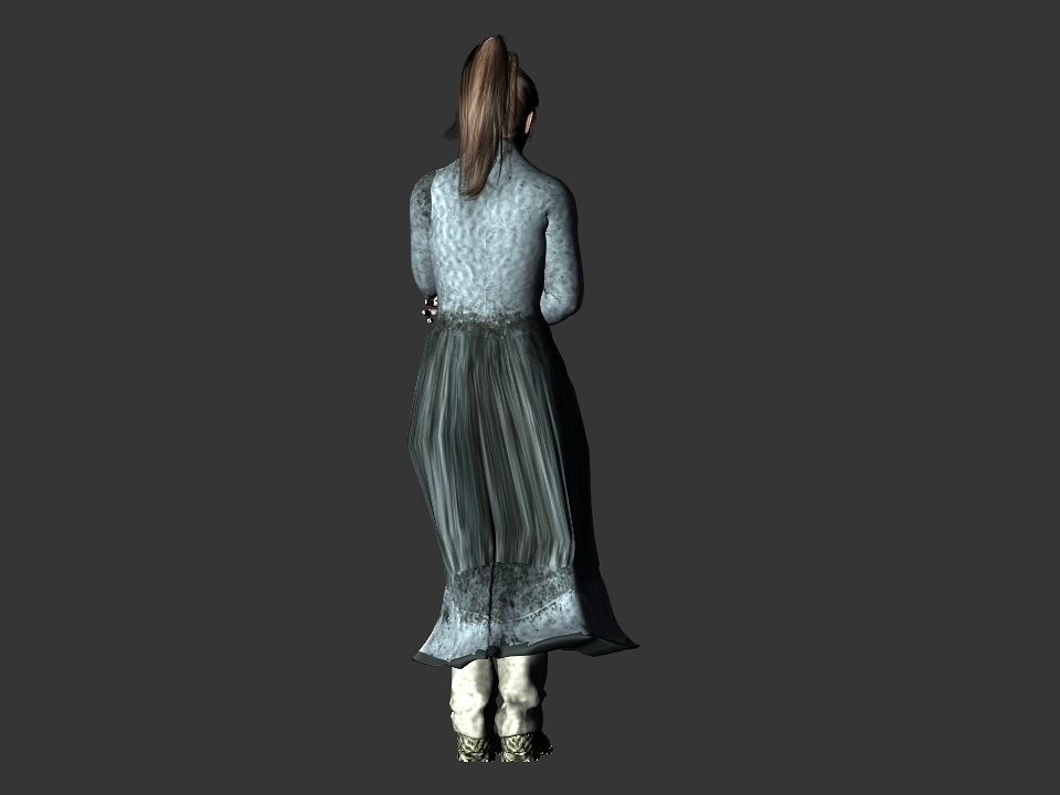 Village woman Low-poly 3D model_29