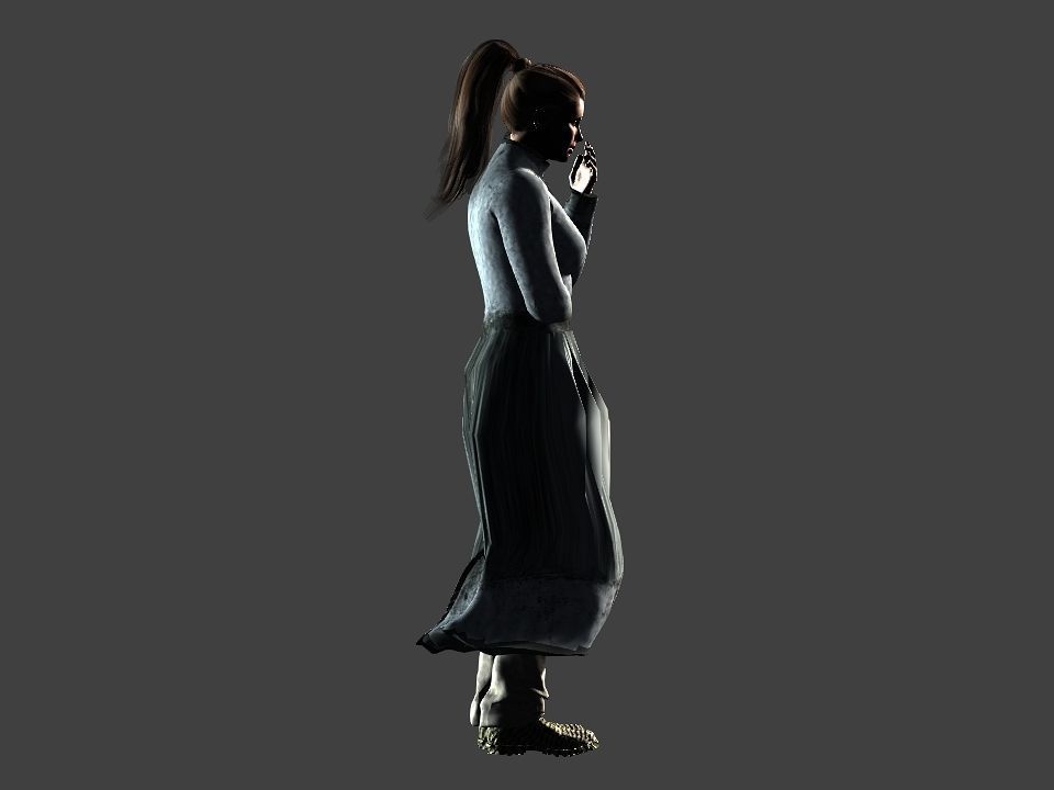 Village woman Low-poly 3D model_32