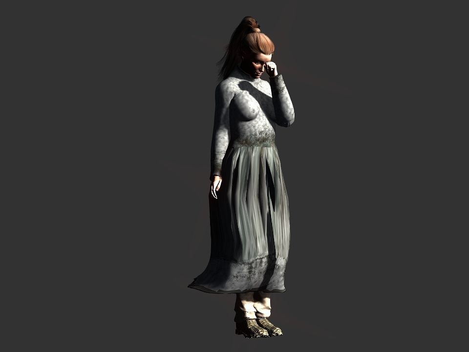 Village woman Low-poly 3D model_18