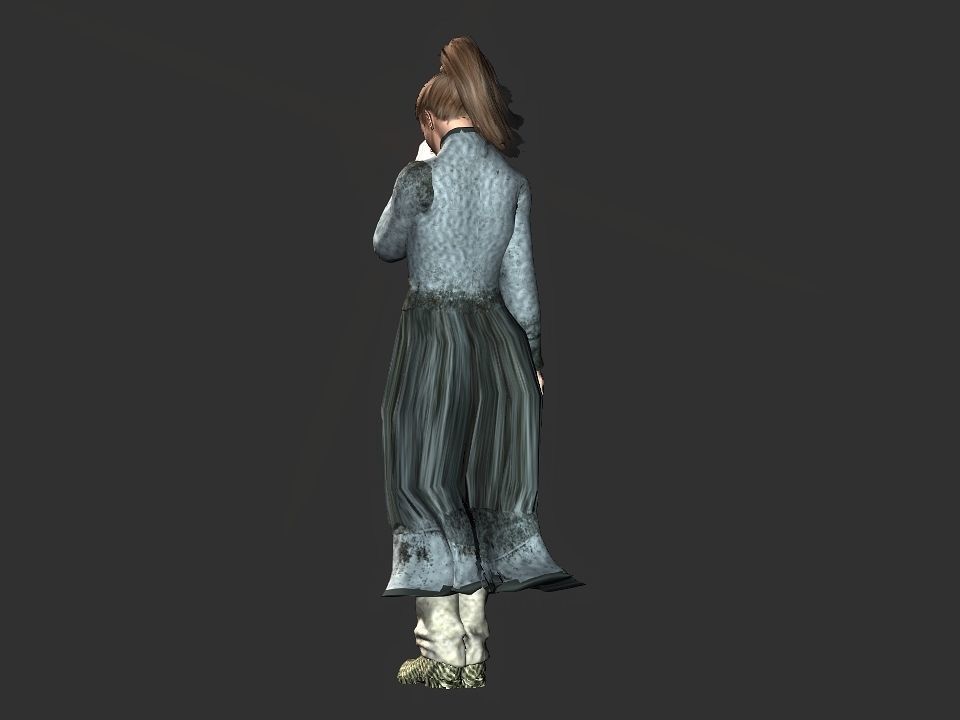 Village woman Low-poly 3D model_10