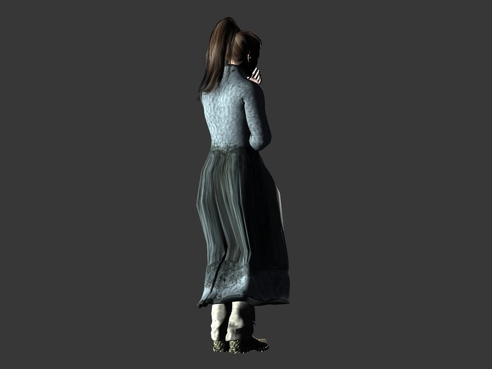 Village woman Low-poly 3D model_30