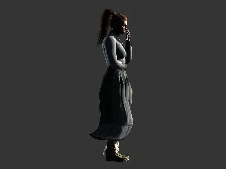Village woman Low-poly 3D model_33