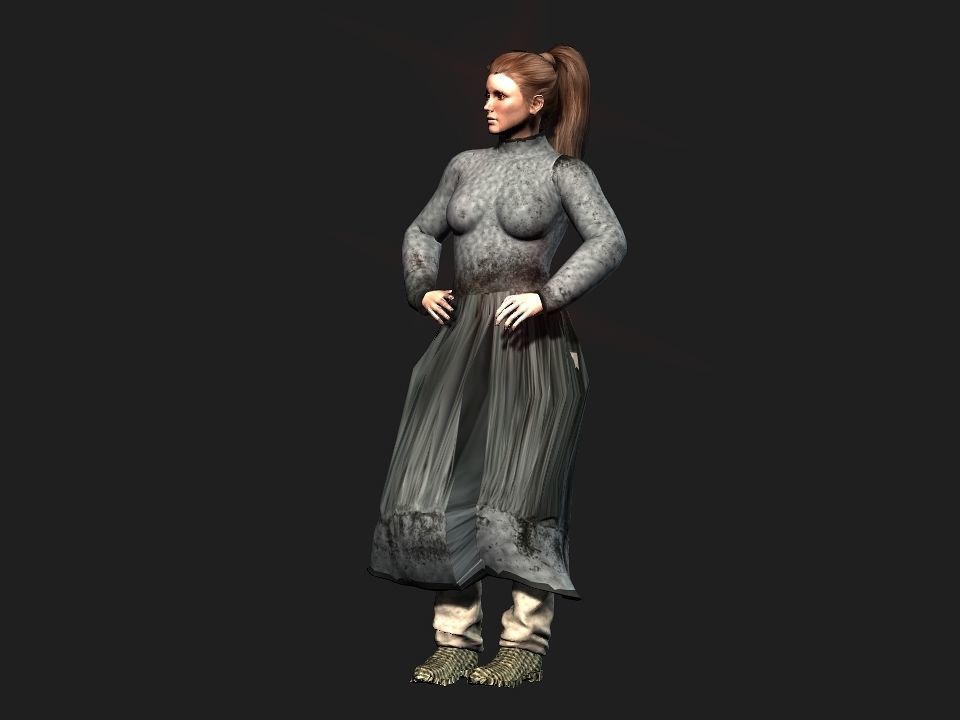 Village woman Low-poly 3D model_24