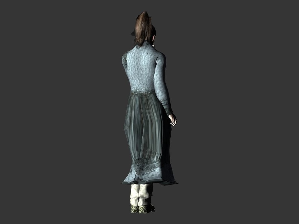 Village woman Low-poly 3D model_12