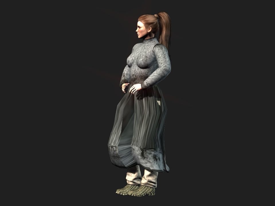 Village woman Low-poly 3D model_35