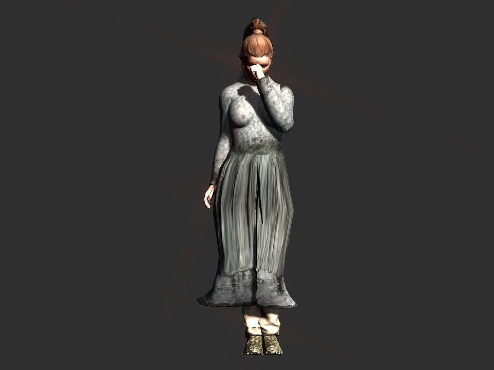 Village woman Low-poly 3D model_4