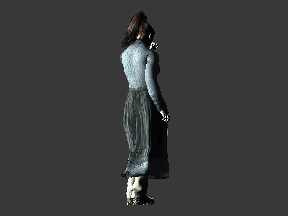 Village woman Low-poly 3D model_14