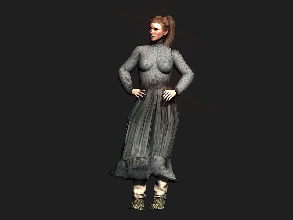 Village woman Low-poly 3D model_13